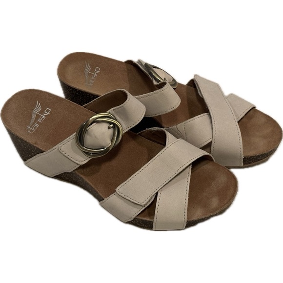 Dansko Susie Ivory Milled Nubuck Wedge Sandal Women's Size US 7.5 /EU 38 - Picture 3 of 9
